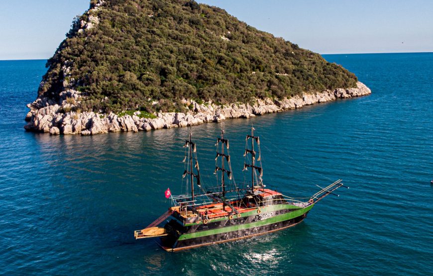Antalya Pirate boat sailing the clear blue waters
